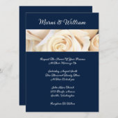 ネイビーブルーアイボリーバラ結婚式招待状 招待状 (正面/裏面)