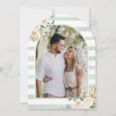 ネイビーブルーアイボリーフローラムーンアーチブライダルシャワー 招待状 (裏面)