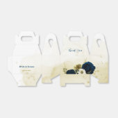 ネイビーブルーアイボリー白と金ゴールド結婚の花 フェイバーボックス (折り畳みなし)