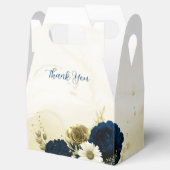 ネイビーブルーアイボリー白と金ゴールド結婚の花 フェイバーボックス (オープン)