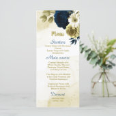ネイビーブルーアイボリー金ゴールド結婚フローラ メニュー (スタンド正面)