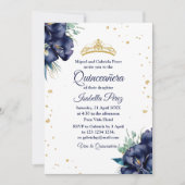 ネイビーブルーアイリス&グリッターティアラキンセアニェラ 招待状 (正面)