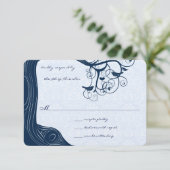 ネイビーブルーアウトドアガーデンツリーロベバード結婚ズ 出欠カード (スタンド正面)
