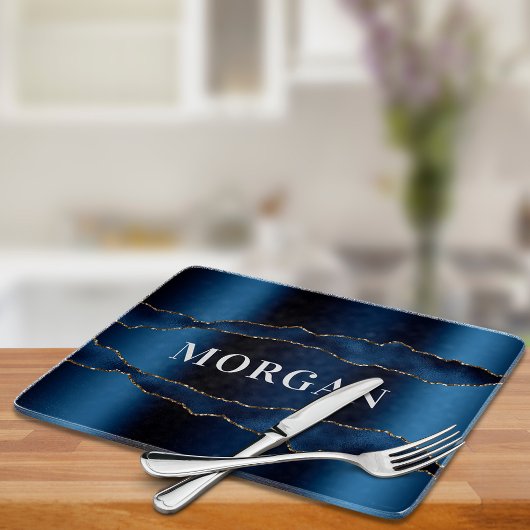 ネイビーブルーアガテ大理石名 カッティングボード