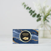 ネイビーブルーアガテ弁護士弁護士金ゴールドペンニブ 名刺 (スタンド正面)