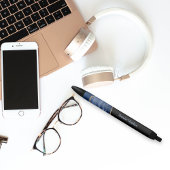 ネイビーブルーアガテ金ゴールド大理石モノグラムの 黒ボールペン