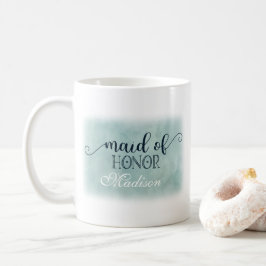 ネイビーブルーアクアウォーター結婚カラーメイド・オブ・オーナー(花嫁付き添い人) コーヒーマグカップ