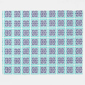 ネイビーブルーアクアグリークパターン フリースブランケット (正面(横))