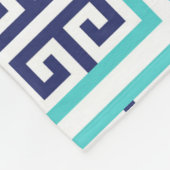 ネイビーブルーアクアグリークパターン フリースブランケット (角)