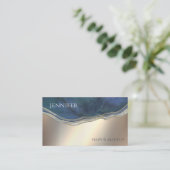 ネイビーブルーアゲイトのシックな金ゴールドメタリック 名刺 (スタンド正面)