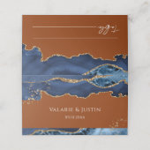 ネイビーブルーアゲテバーンオレンジ結婚の座席表 プレイスカード (外部開封)