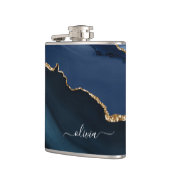 ネイビーブルーアゲートゲード金ゴールドモノグラムモダン フラスク (左)
