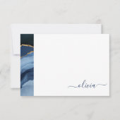 ネイビーブルーアゲートゲード金ゴールドモノグラム サンキューカード (正面)