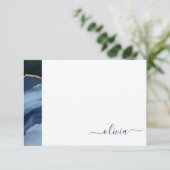 ネイビーブルーアゲートゲード金ゴールドモノグラム サンキューカード (スタンド正面)