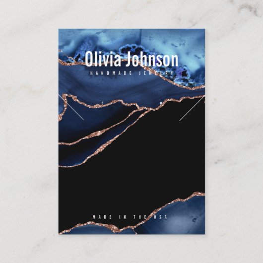 ネイビーブルーアゲートジュエリーイヤリングネックレスディスプレイ 名刺 (正面)