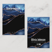 ネイビーブルーアゲートジュエリーイヤリングネックレスディスプレイ 名刺 (正面/裏面)