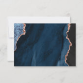 ネイビーブルーアゲートバラ金ゴールドス結婚クリプト 出欠カード (裏面)