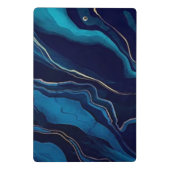 ネイビーブルーアゲート大理石金ゴールド名とモノグラムCli ミニクリップボード (裏面)