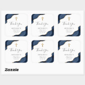 ネイビーブルーアゲート最初の聖餐会ありがとう スクエアシール (シート)