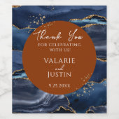 ネイビーブルーアゲート焼きオレンジありがとうワインラベル ワインラベル (シングルラベル)