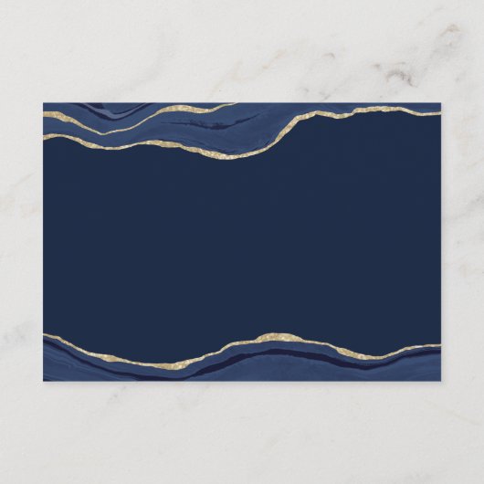 ネイビーブルーアゲート金ゴールドグリッターウェディングレセプション エンクロージャーカード (裏面)