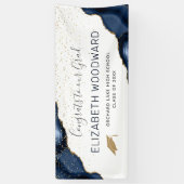 ネイビーブルーアゲート 偽金 グリッター 卒業式 横断幕 (縦)