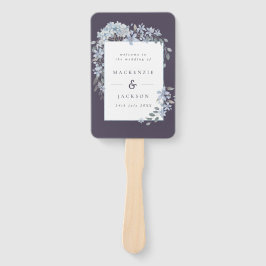 ネイビーブルーアジサイ水彩結婚式 プログラム ハンドファン