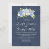 ネイビーブルーアジサイ結婚式招待状カード 招待状 (正面)