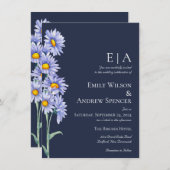 ネイビーブルーアスターフラワーズ結婚式招待状 招待状 (正面/裏面)