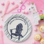 ネイビーブルーアディロンドック椅子カスタムメッセージストライプの ペーパープレート (パーティー)