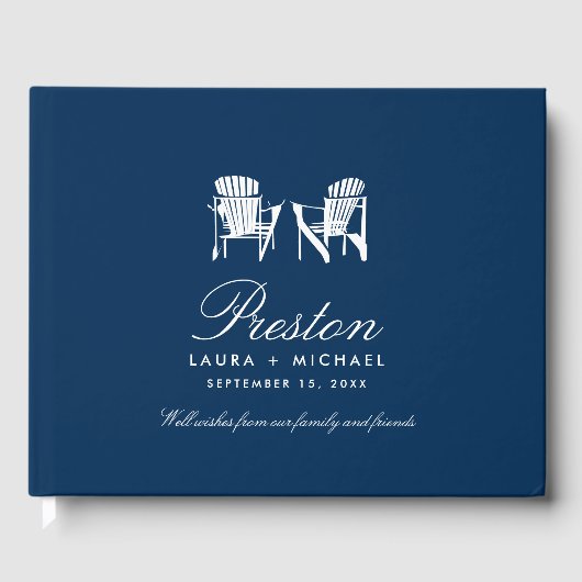 ネイビーブルーアディロンドック結婚チェア ゲストブック (正面)