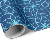 ネイビーブルーアラビアンイスラム幾何学模様 ラッピングペーパー (ロールコーナー)