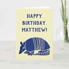 ネイビーブルーアルマジロパーソナライズされたカスタムメッセージ カード