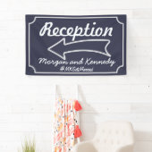 ネイビーブルーアロー離れ披露宴結婚のバナー 横断幕 (インサイチュ)