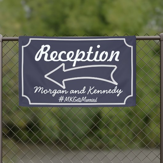 ネイビーブルーアロー離れ披露宴結婚のバナー 横断幕