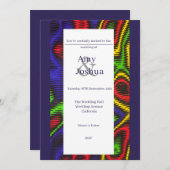 ネイビーブルーアンカラ結婚式招待状 招待状 (正面/裏面)