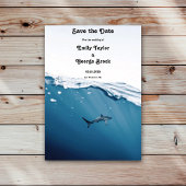 ネイビーブルーアンダーウォーターシャーク航海のビーチ結婚式 セーブザデート