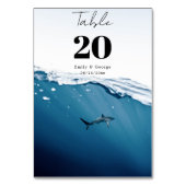 ネイビーブルーアンダーウォーターシャーク航海のビーチ結婚式 テーブルナンバー (正面)