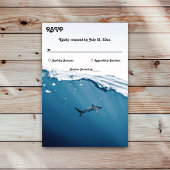 ネイビーブルーアンダーウォーターシャーク航海のビーチ結婚式 出欠カード