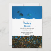 ネイビーブルーアンダーウォーターシーフィッシュリーフビーチ結婚式 招待状 (正面)