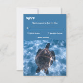 ネイビーブルーアンダーウォーター水中競技カメビーチ結婚式 出欠カード (正面)