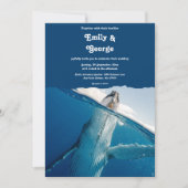 ネイビーブルーアンダーザシー海クジラビーチ結婚式 招待状 (正面)