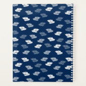 ネイビーブルーアンティーク葉パターンモノグラム プランナー手帳 (裏面)