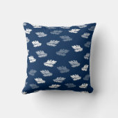 ネイビーブルーアンティーク葉パターン クッション (裏面)