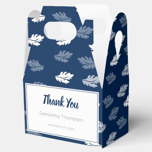 ネイビーブルーアンティーク葉パターン フェイバーボックス (オープン)