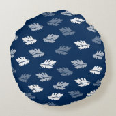 ネイビーブルーアンティーク葉パターン ラウンドクッション (裏面)
