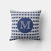 ネイビーブルーアンドグレークローバーモノグラム クッション (裏面)