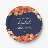 ネイビーブルーアンドゴールデンポピーブライダルシャワー ペーパープレート (正面)