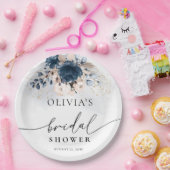 ネイビーブルーアンドダスティーバラブライダルシャワー ペーパープレート (パーティー)