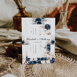 ネイビーブルーアンドダスティーバラ結婚式招待状 招待状ベリーバンド